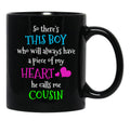 Boy Cousin Family Reunion Heart Mug Black Coffee Mug - Black