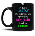 Boy Cousin Family Reunion Heart Mug Black Coffee Mug