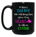 Boy Cousin Family Reunion Heart Mug Black Coffee Mug