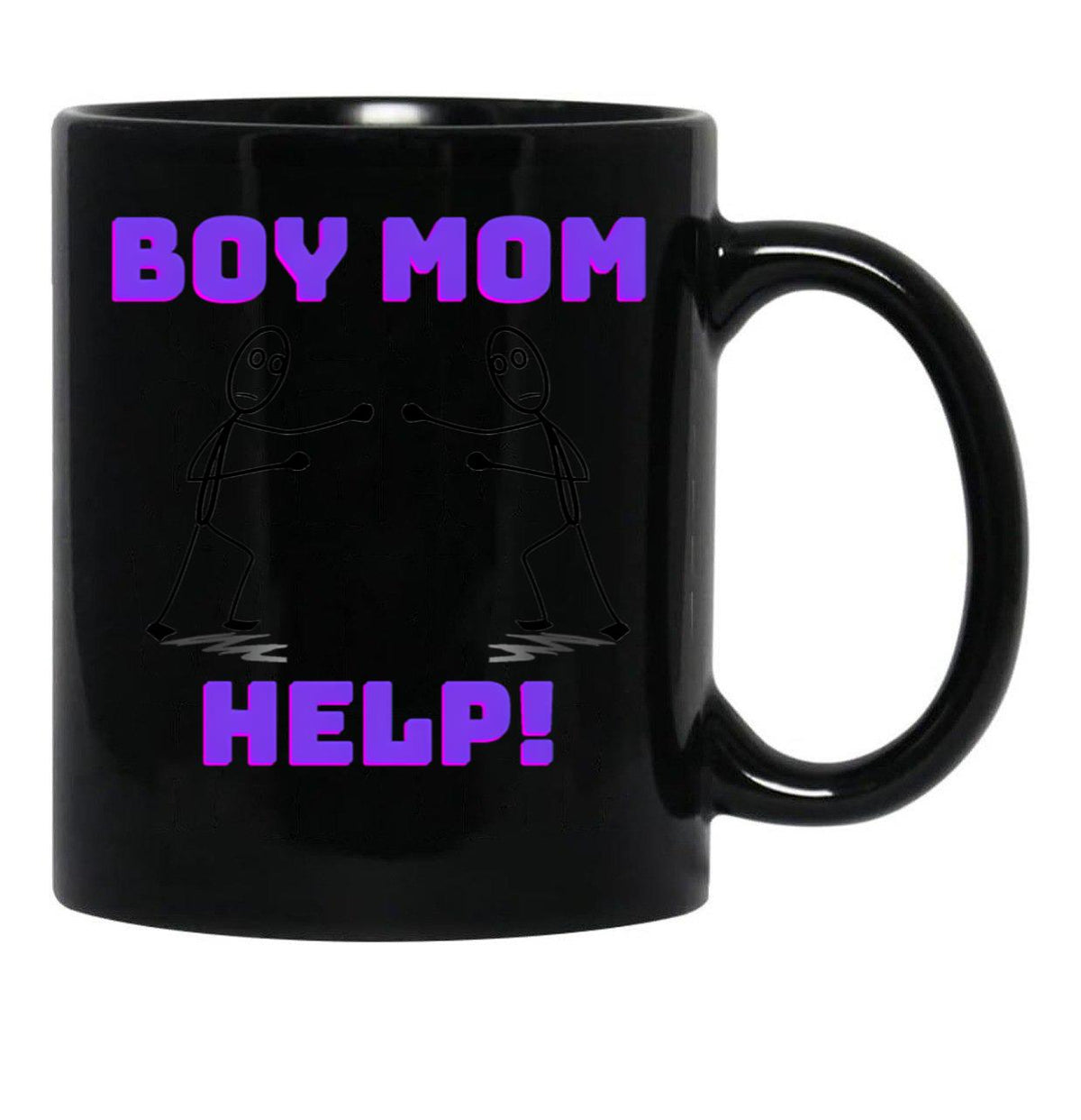 Boy Mom Help Graphic Black Coffee Mug, Gift Coffee Mug - Black