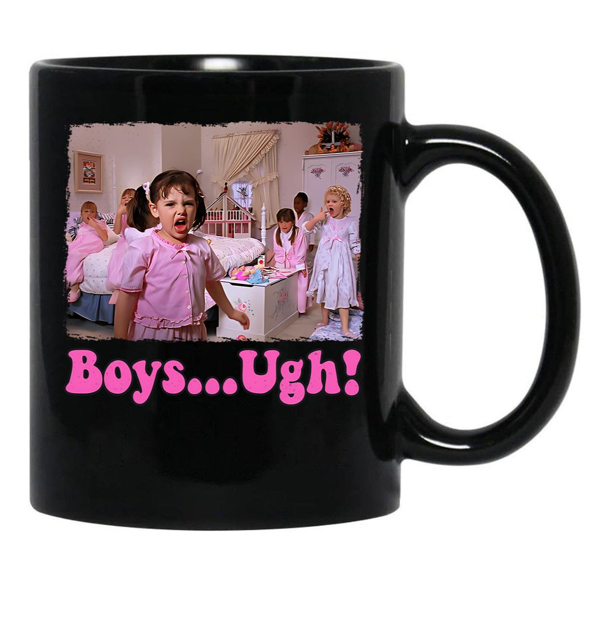 Boys... Ugh T-Shirt Girls... Ugh T-Shirt Funny Valentines Day Tee Gift For Her Retro Valentine Shirt Take Me Back To The 90'S Shirt Black Coffee Mug, Gift Coffee Mug - Black