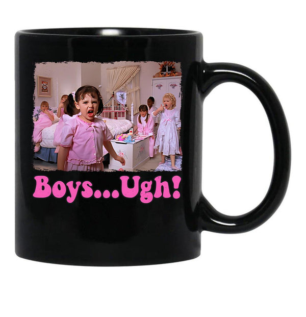 Boys... Ugh T-Shirt Girls... Ugh T-Shirt Funny Valentines Day Tee Gift For Her Retro Valentine Shirt Take Me Back To The 90'S Shirt Black Coffee Mug, Gift Coffee Mug - Black