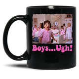 Boys... Ugh T-Shirt Girls... Ugh T-Shirt Funny Valentines Day Tee Gift For Her Retro Valentine Shirt Take Me Back To The 90'S Shirt Black Coffee Mug, Gift Coffee Mug - Black