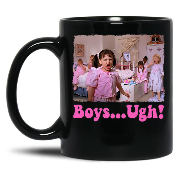 Boys... Ugh T-Shirt Girls... Ugh T-Shirt Funny Valentines Day Tee Gift For Her Retro Valentine Shirt Take Me Back To The 90'S Shirt Black Coffee Mug, Gift Coffee Mug - Black