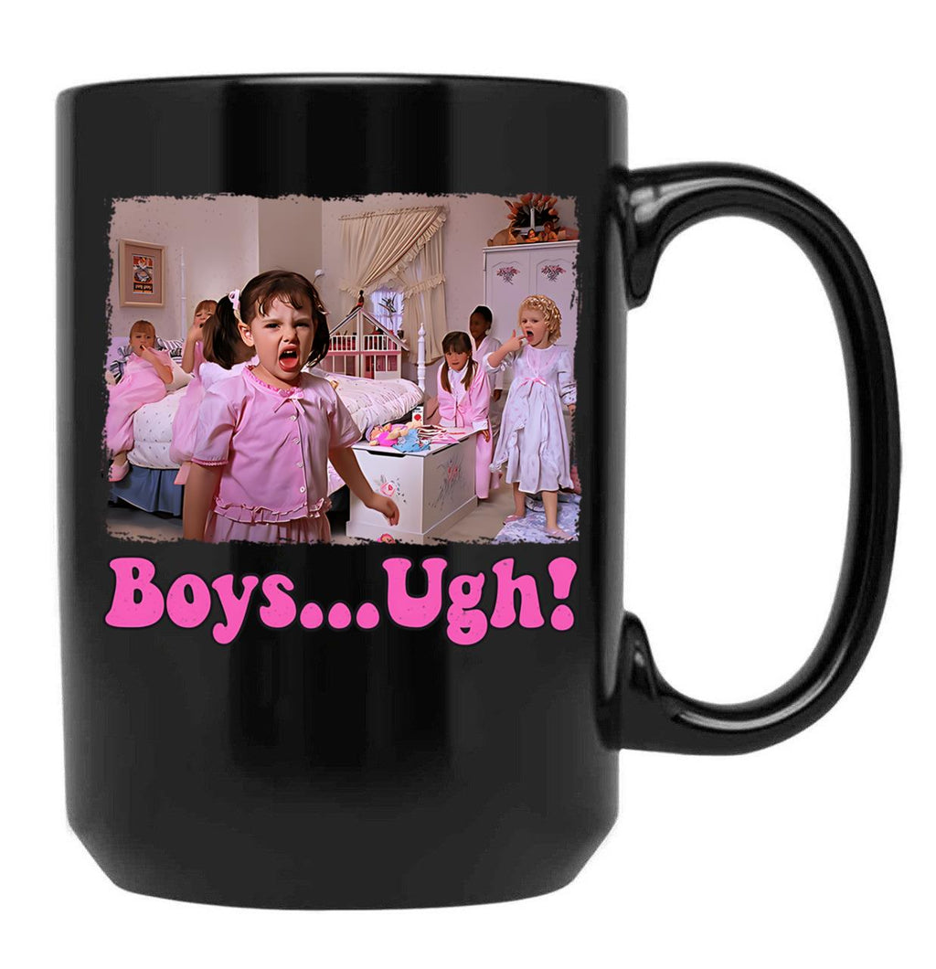 Boys... Ugh T-Shirt Girls... Ugh T-Shirt Funny Valentines Day Tee Gift For Her Retro Valentine Shirt Take Me Back To The 90'S Shirt Black Coffee Mug, Gift Coffee Mug