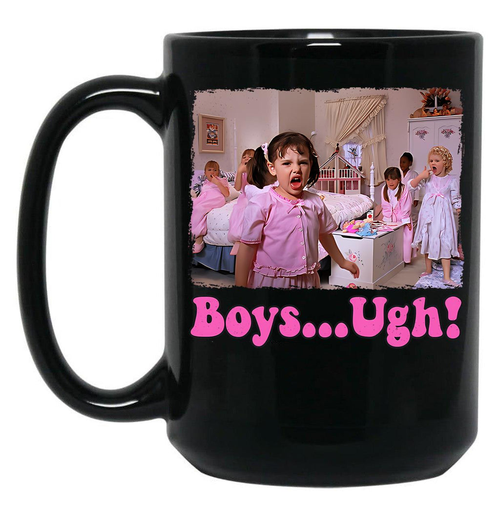 Boys... Ugh T-Shirt Girls... Ugh T-Shirt Funny Valentines Day Tee Gift For Her Retro Valentine Shirt Take Me Back To The 90'S Shirt Black Coffee Mug, Gift Coffee Mug