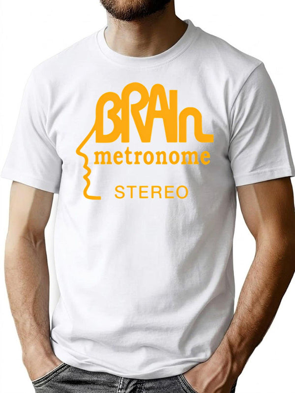 Brain Records Logo Krautrock Orange T-Shirt for Men & Women, T-Shirts Graphic Tee - White