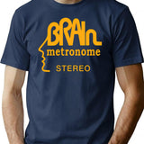 Brain Records Logo Krautrock Orange T-Shirt for Men & Women, T-Shirts Graphic Tee - Navy