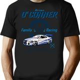 Brian O'Conner Family Racing Fast and Furious Tribute LTS Premium Heavyweight Cotton T-Shirt - Black