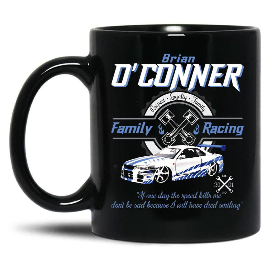 Brian O'Conner Family Racing Fast and Furious Tribute Black Coffee Mug, Gift Coffee Mug
