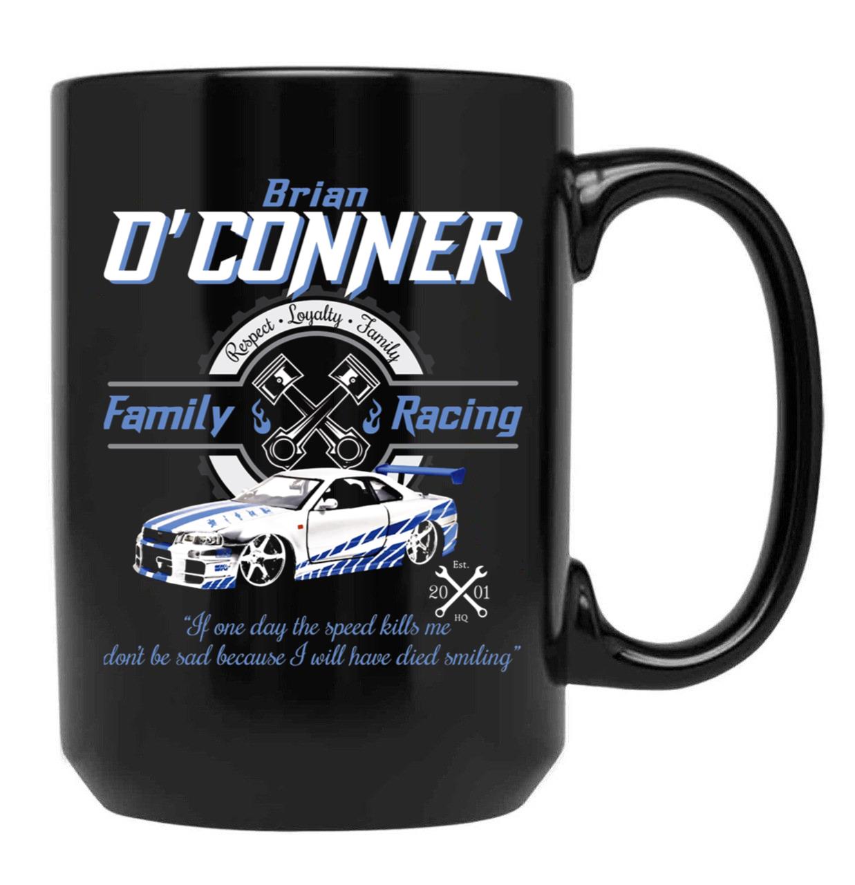 Brian O'Conner Family Racing Fast and Furious Tribute Black Coffee Mug, Gift Coffee Mug