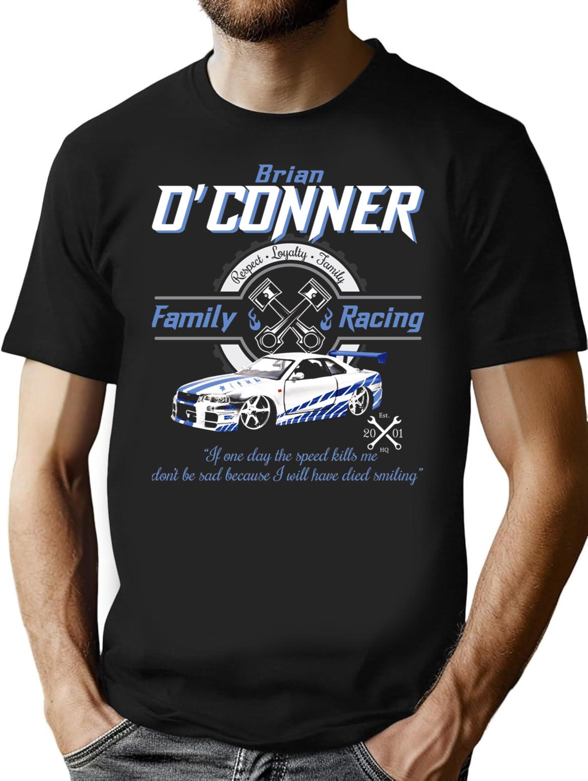 Brian O'Conner Family Racing Fast and Furious Tribute Premium Heavyweight Cotton T-Shirt - Black