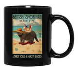 British Shorthair Cat Gift Beach Life Sandy Toes Black Coffee Mug, Gift Coffee Mug - Black
