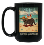 British Shorthair Cat Gift Beach Life Sandy Toes Black Coffee Mug, Gift Coffee Mug
