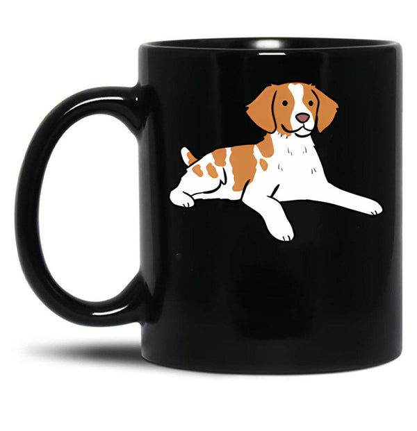 Brittany Dog Cute Illustration Black Coffee Mug, Gift Coffee Mug - Black