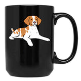Brittany Dog Cute Illustration Black Coffee Mug, Gift Coffee Mug