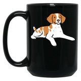 Brittany Dog Cute Illustration Black Coffee Mug, Gift Coffee Mug