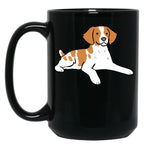 Brittany Dog Cute Illustration Black Coffee Mug, Gift Coffee Mug