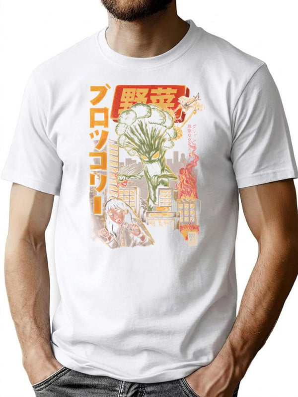 Broccozilla Black Version T-Shirt for Men & Women, T-Shirts Graphic Tee - White
