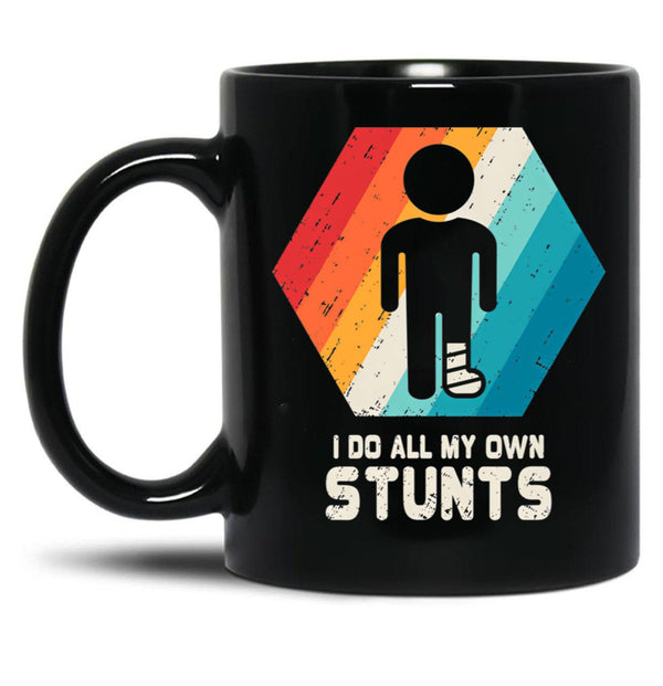 Broken Leg Shirt Ankle Knee Foot Injury Get Well Soon Gift Black Coffee Mug, Gift Coffee Mug - Black