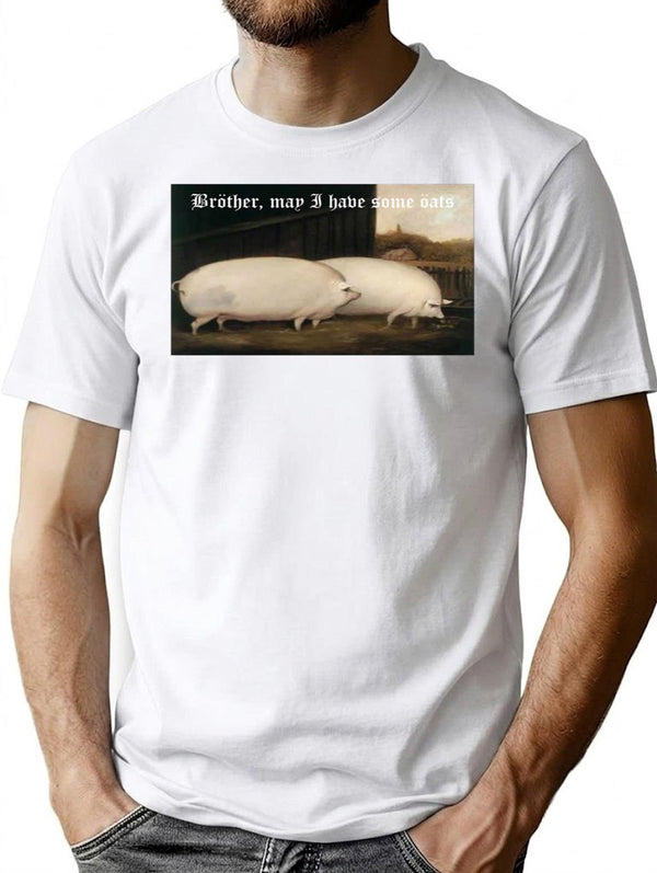 Brother May I Have Some Oats Pig Meme Premium Heavyweight Cotton T-Shirt - White
