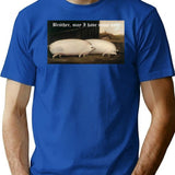 Brother May I Have Some Oats Pig Meme Premium Heavyweight Cotton T-Shirt - Blue