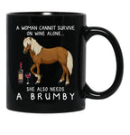 Brumby Horse And Wine Funny Horse Black Coffee Mug, Gift Coffee Mug - Black
