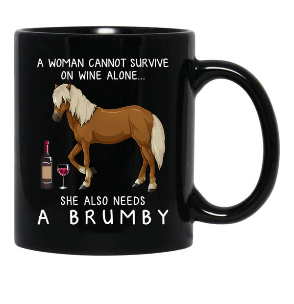Brumby Horse And Wine Funny Horse Black Coffee Mug, Gift Coffee Mug - Black