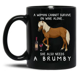 Brumby Horse And Wine Funny Horse Black Coffee Mug, Gift Coffee Mug - Black