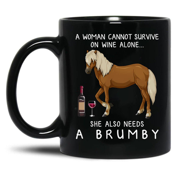 Brumby Horse And Wine Funny Horse Black Coffee Mug, Gift Coffee Mug - Black