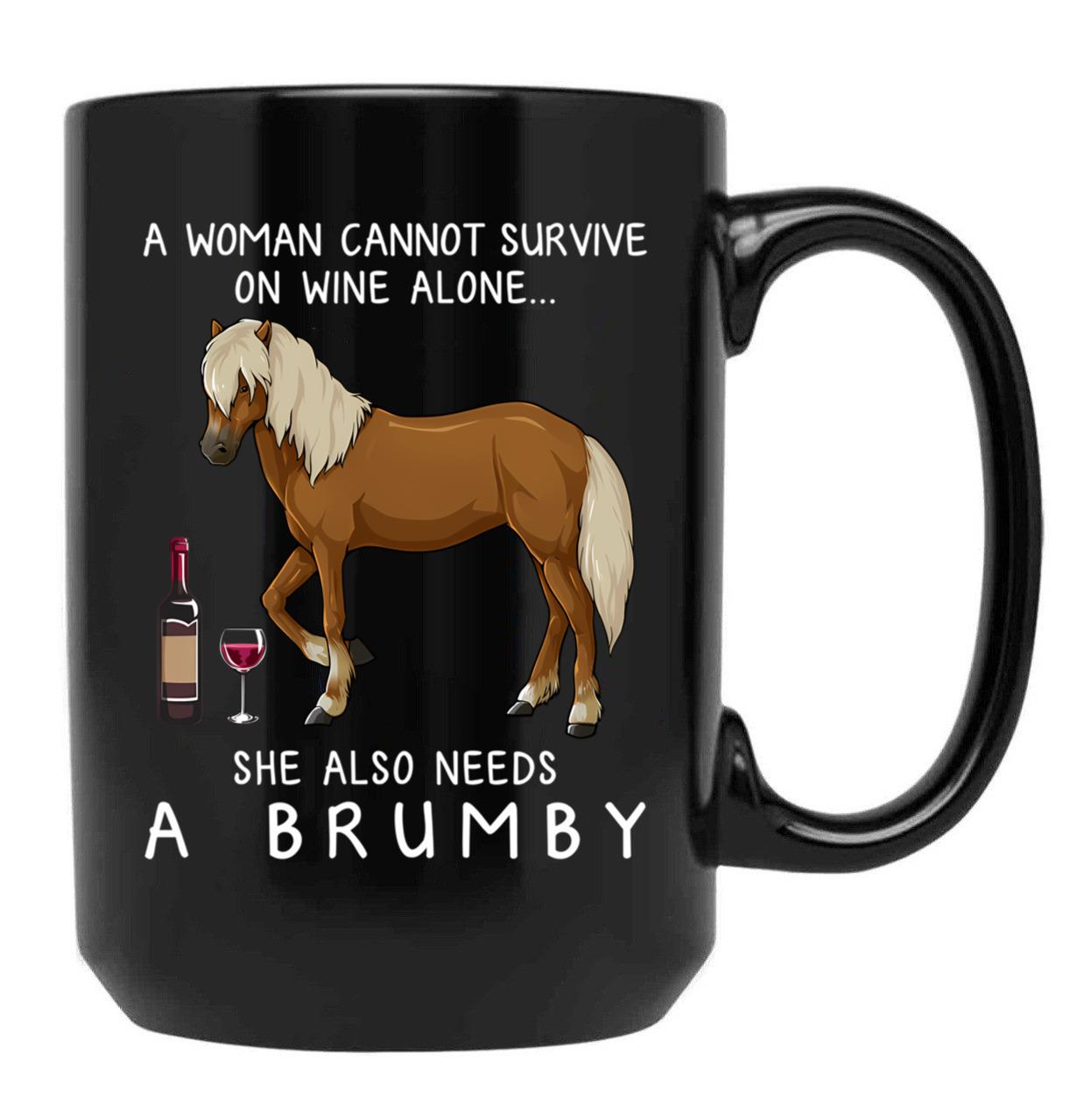 Brumby Horse And Wine Funny Horse Black Coffee Mug, Gift Coffee Mug