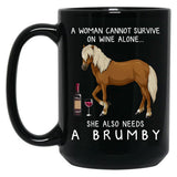 Brumby Horse And Wine Funny Horse Black Coffee Mug, Gift Coffee Mug
