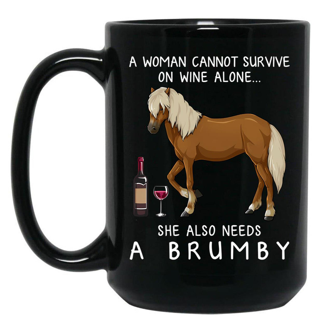 Brumby Horse And Wine Funny Horse Black Coffee Mug, Gift Coffee Mug