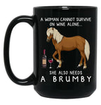 Brumby Horse And Wine Funny Horse Black Coffee Mug, Gift Coffee Mug