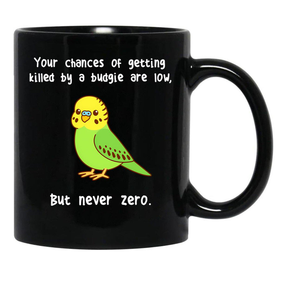 Budgie Never Zero Black Coffee Mug, Gift Coffee Mug - Black