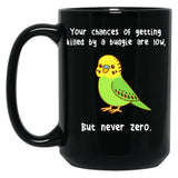 Budgie Never Zero Black Coffee Mug, Gift Coffee Mug