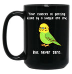 Budgie Never Zero Black Coffee Mug, Gift Coffee Mug