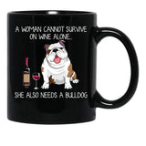 Bulldog And Wine Funny Dog Black Coffee Mug, Gift Coffee Mug - Black
