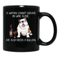Bulldog And Wine Funny Dog Black Coffee Mug, Gift Coffee Mug - Black