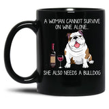 Bulldog And Wine Funny Dog Black Coffee Mug, Gift Coffee Mug - Black