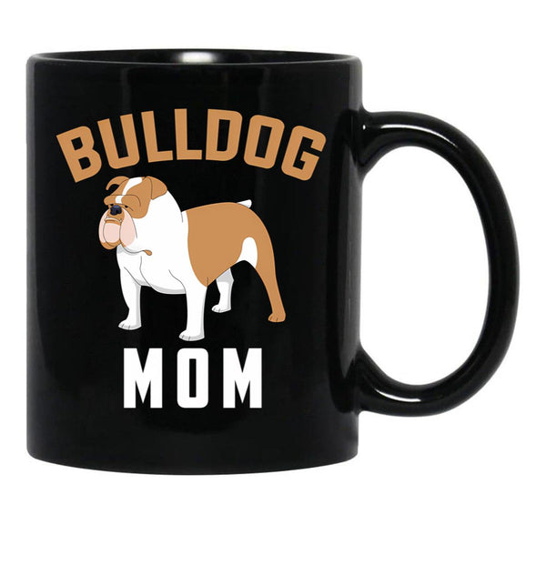 Bulldog Mom Black Coffee Mug, Gift Coffee Mug - Black