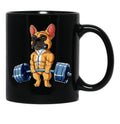 Bulldog Weight Lifting Dog Gym Black Coffee Mug, Gift Coffee Mug - Black