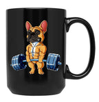 Bulldog Weight Lifting Dog Gym Black Coffee Mug, Gift Coffee Mug