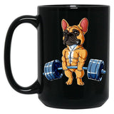 Bulldog Weight Lifting Dog Gym Black Coffee Mug, Gift Coffee Mug