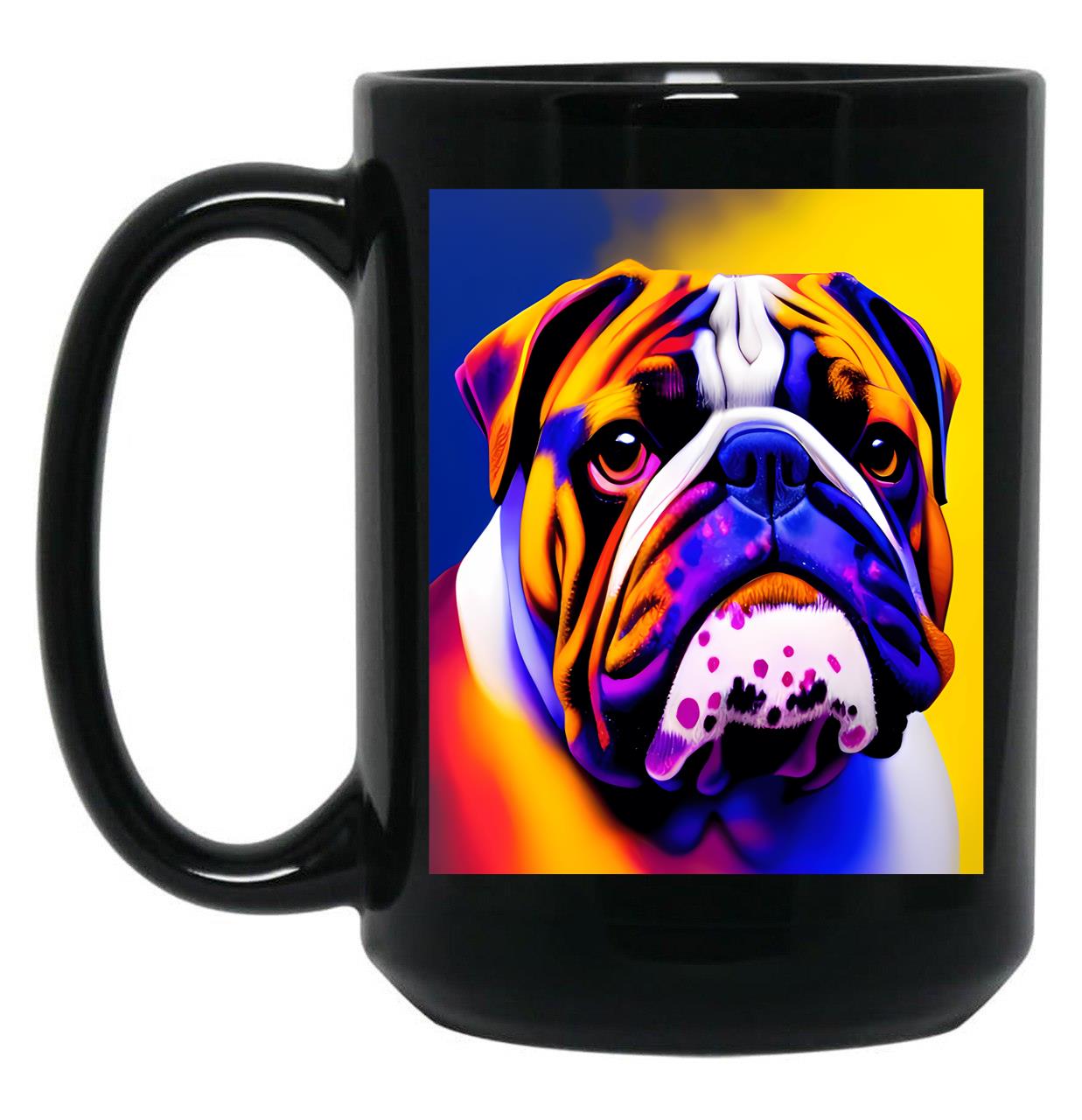 Bulldog Black Coffee Mug, Gift Coffee Mug