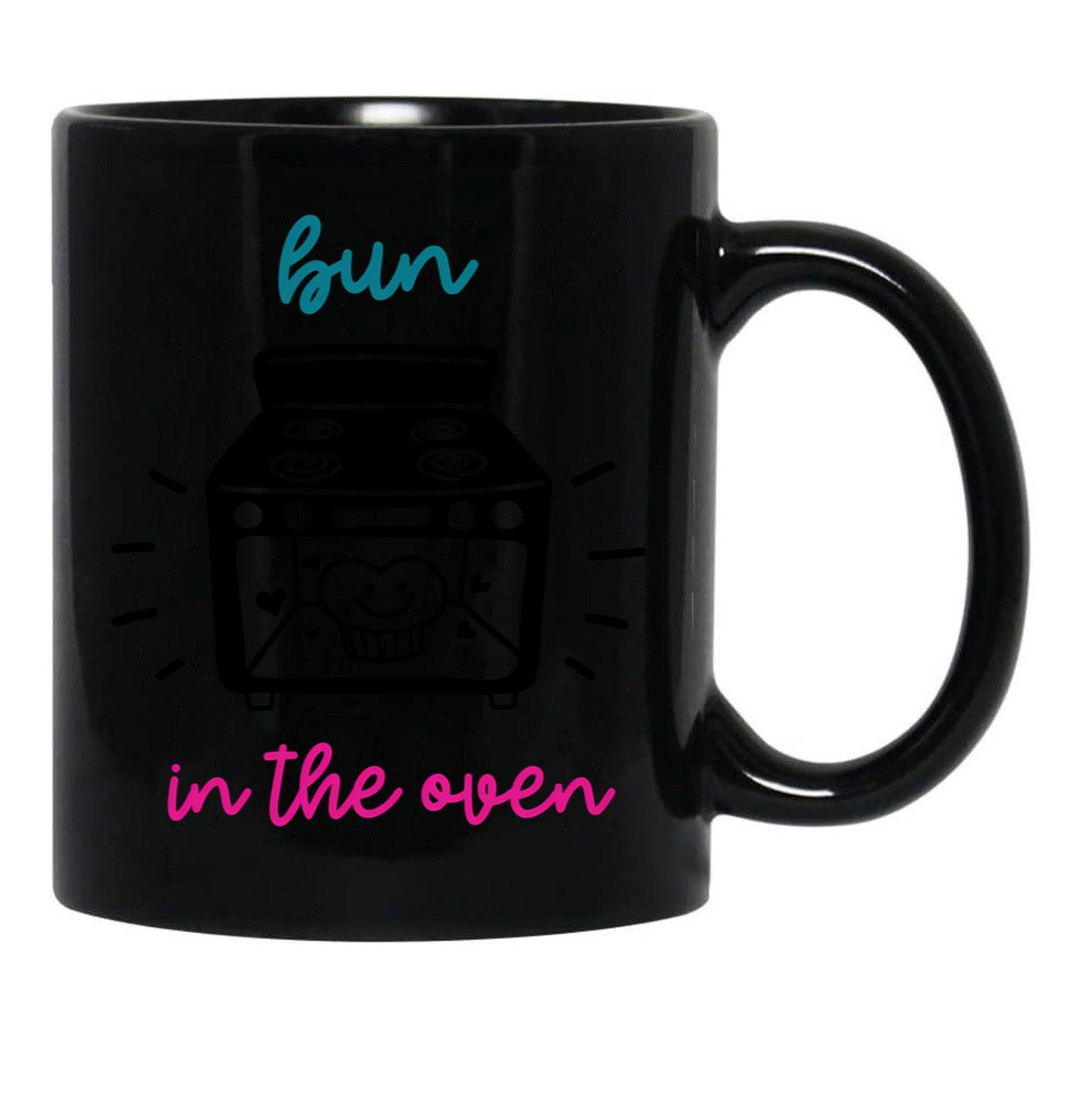 Bun In The Oven Pregnant Pregnancy Baby Bun Cute Mom Baby Shower Black Coffee Mug, Gift Coffee Mug - Black