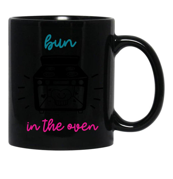 Bun In The Oven Pregnant Pregnancy Baby Bun Cute Mom Baby Shower Black Coffee Mug, Gift Coffee Mug - Black