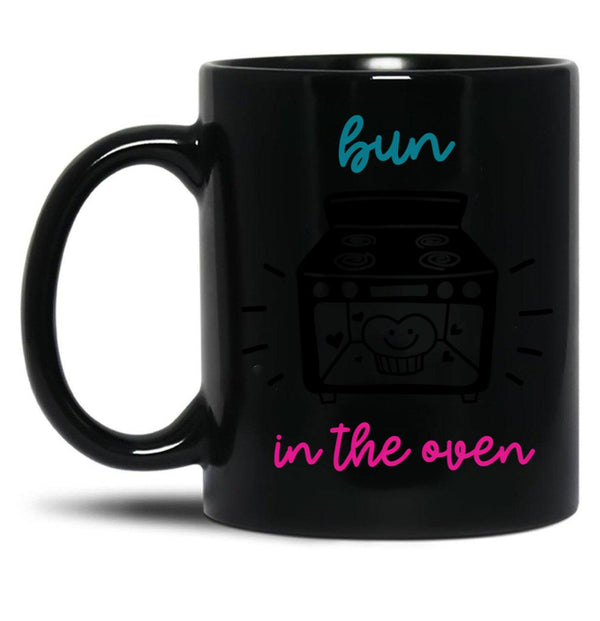 Bun In The Oven Pregnant Pregnancy Baby Bun Cute Mom Baby Shower Black Coffee Mug, Gift Coffee Mug - Black
