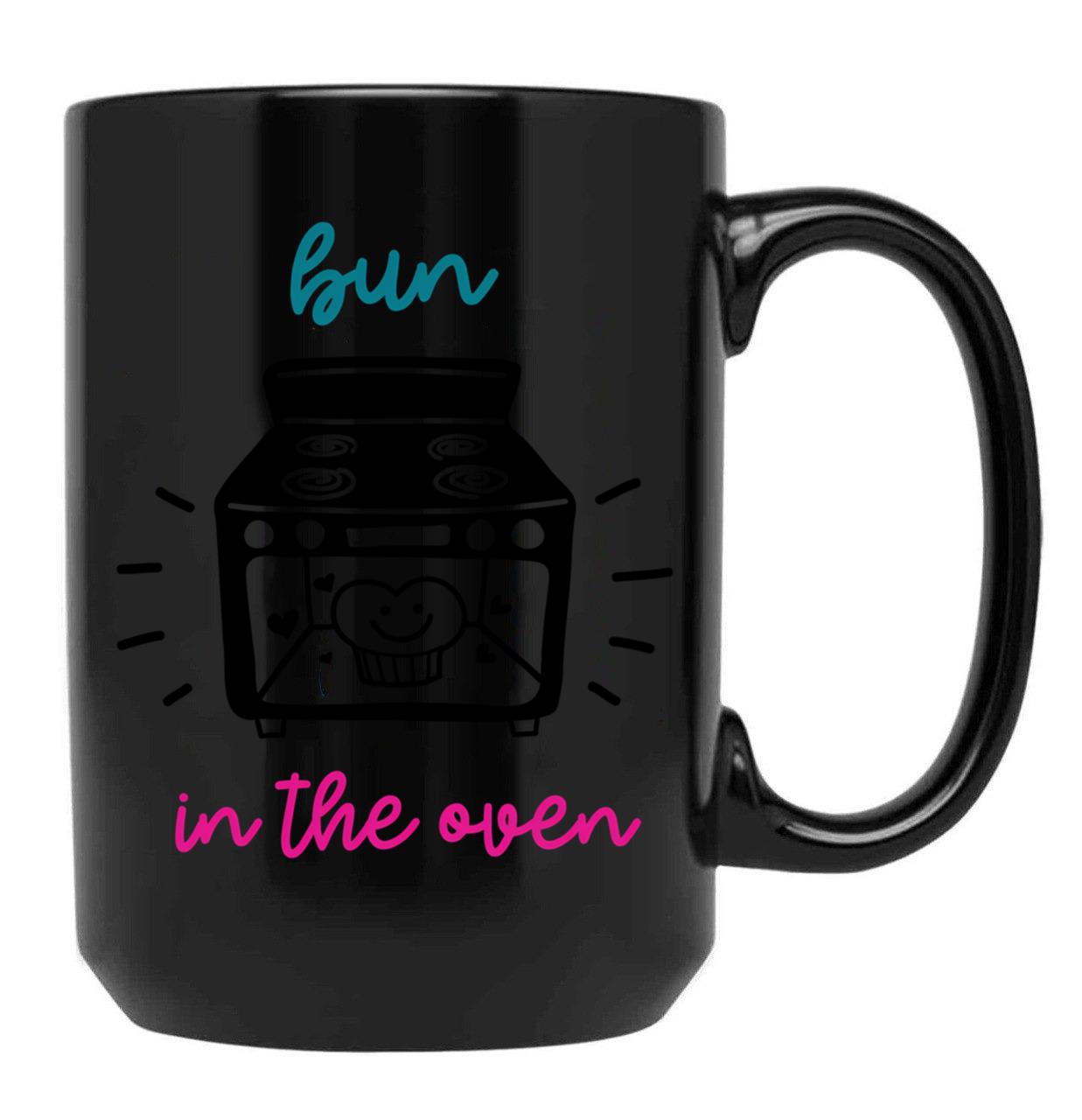 Bun In The Oven Pregnant Pregnancy Baby Bun Cute Mom Baby Shower Black Coffee Mug, Gift Coffee Mug