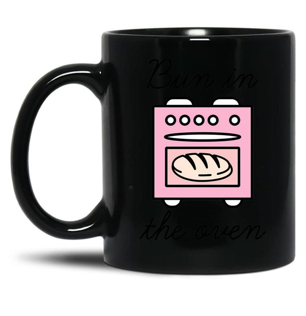 Bun In The Oven Black Coffee Mug, Gift Coffee Mug - Black